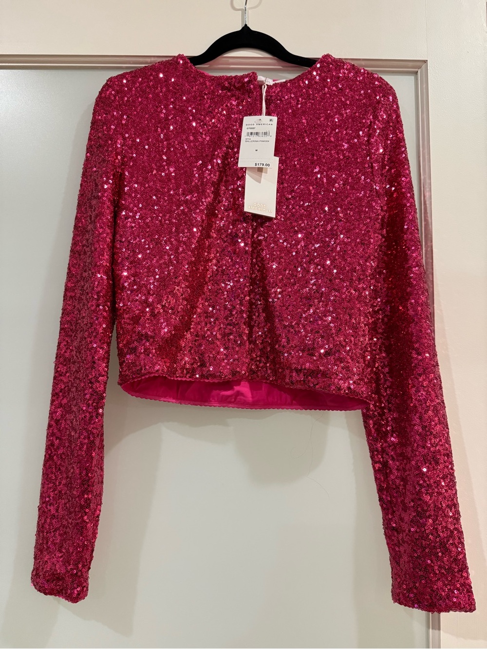 Good American cotton sequin embellished cardigan in pink - New with Tags